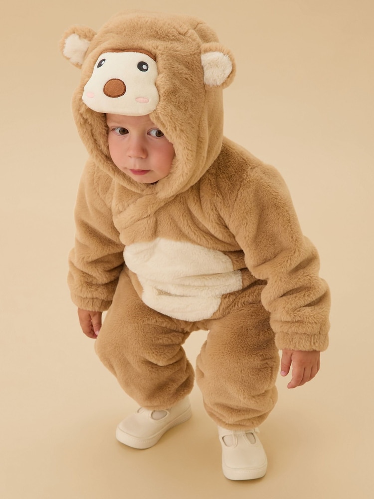 MORI Brown Cosy Monkey Faux Fur Pramsuit - Image 1 of 4 MORI Brown Cosy Monkey Faux Fur Pramsuit - Image 1 of 4