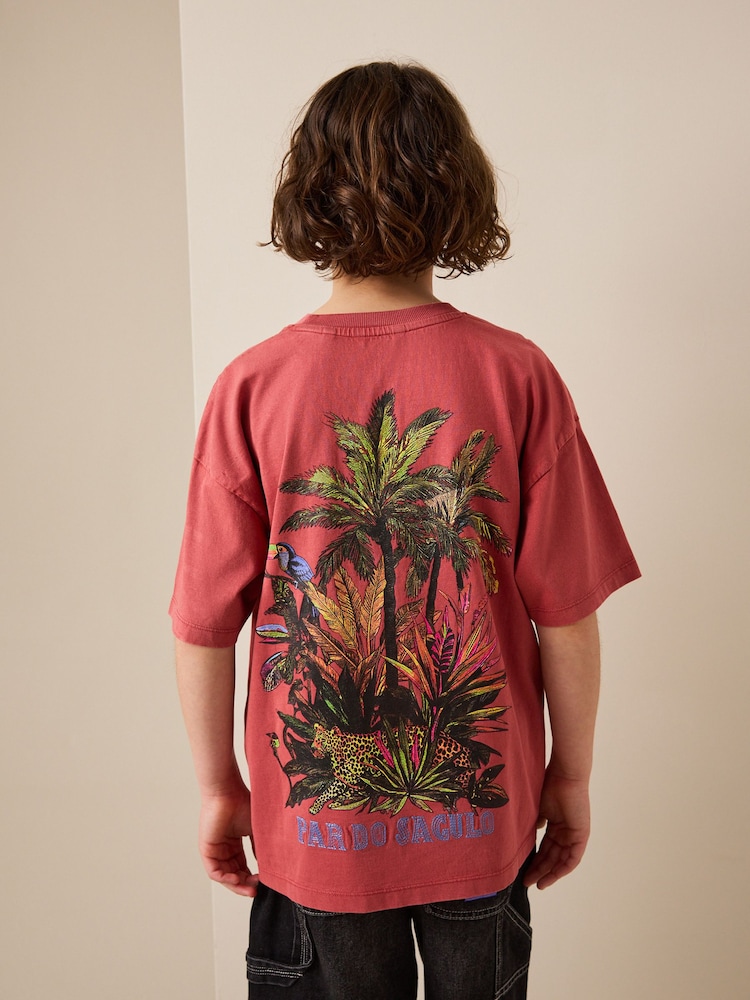 Rojo baya lavado - Camiseta de manga corta con estampado gráfico (3-16 años) - Imagen 1 de 4