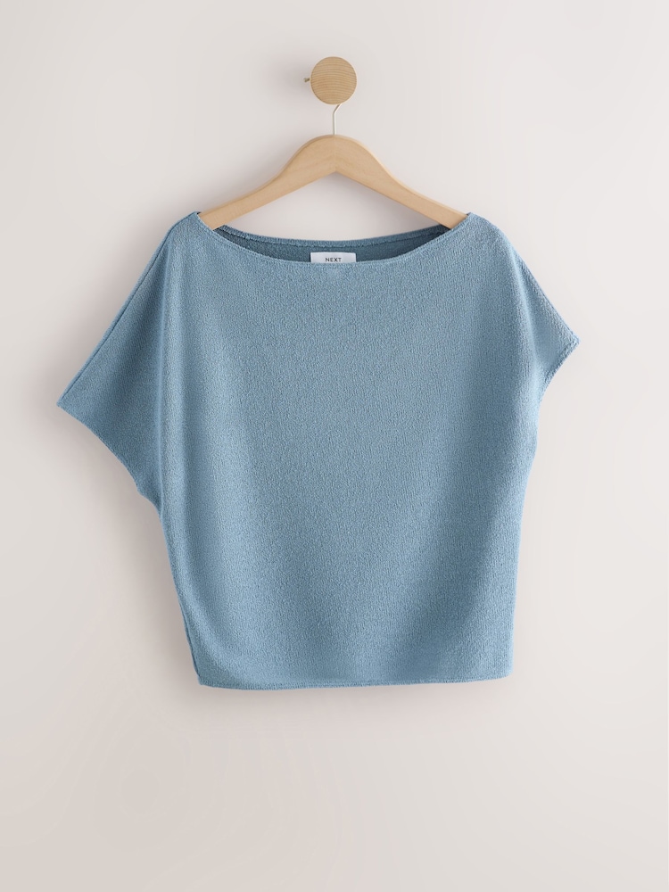 Blue Slouch Sheerknit Drape Top - Image 1 of 3
