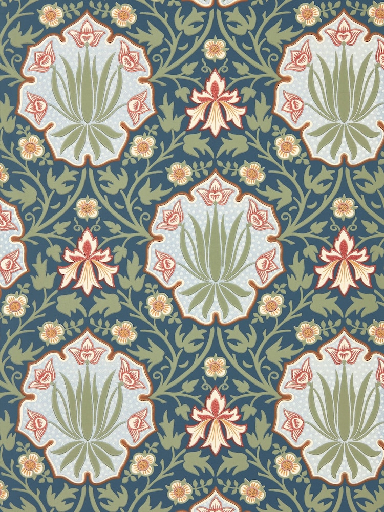 Morris & Co IndigoThyme Iris & Rose Unfinished Works Wallpaper A4 Sample - Image 1 of 1