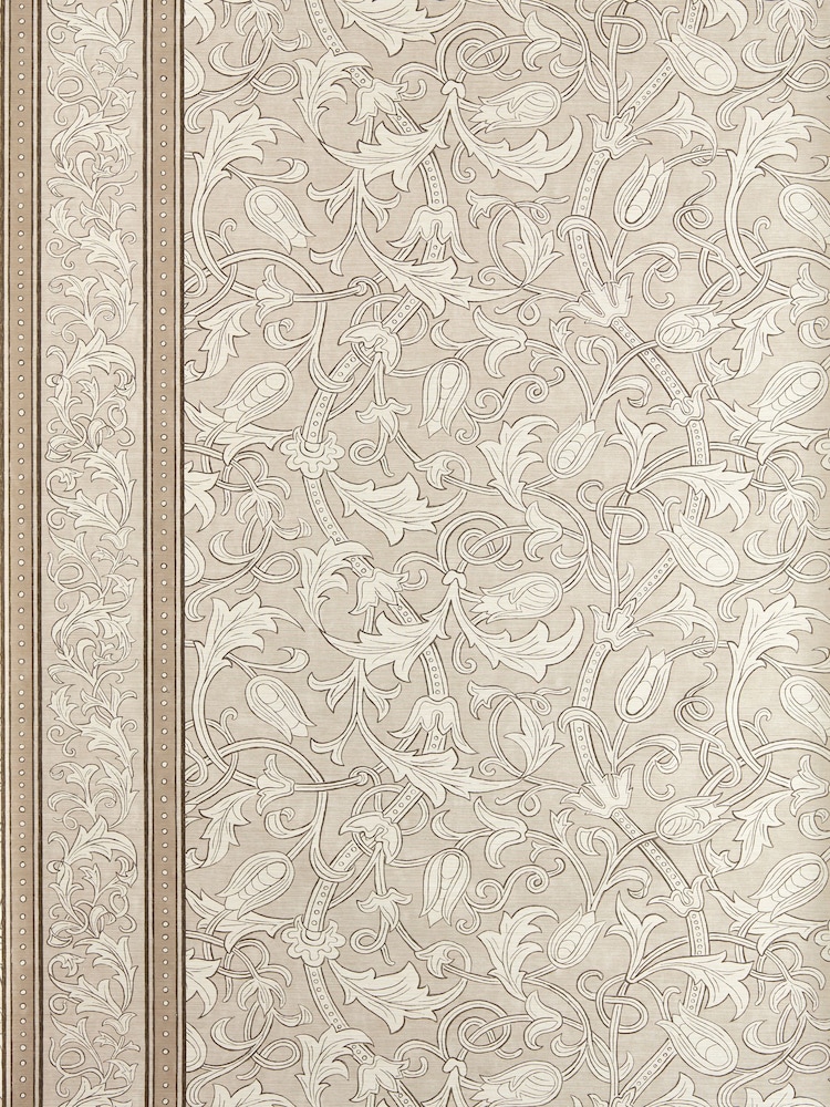 Morris & Co Parchment Etched Scrolling Tulip Unfinished Works Wallpaper - Image 1 of 1 Morris & Co Parchment Etched Scrolling Tulip Unfinished Works Wallpaper - Image 1 of 1