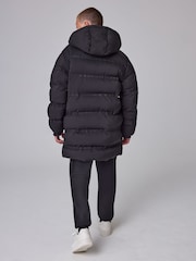 Buy smALLSAINTS Black Heat Seal Logo Mid Length Padded Coat from the ...
