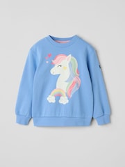 Polarn O. Pyret Blue Unicorn Print Jumper - Image 1 of 2