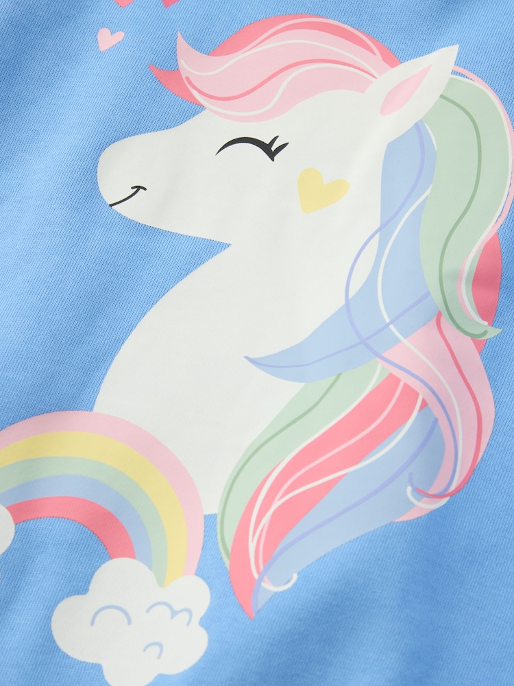 Polarn O. Pyret Blue Unicorn Print Jumper - Image 2 of 2