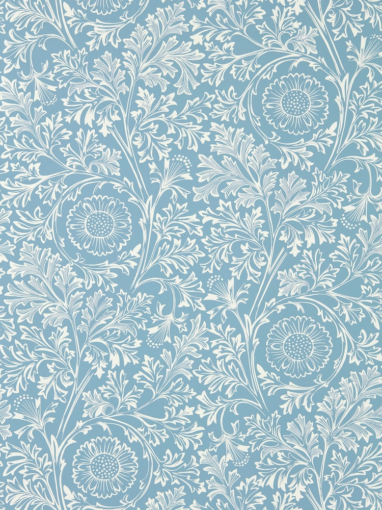 Morris & Co China Blue Chamomile Unfinished Works A4 Wallpaper Sample - Image 1 of 1