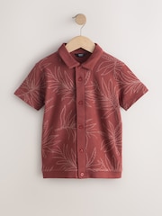Rust Red Button Through Short Sleeve Jersey Shirt (3-16yrs) - Image 1 of 4