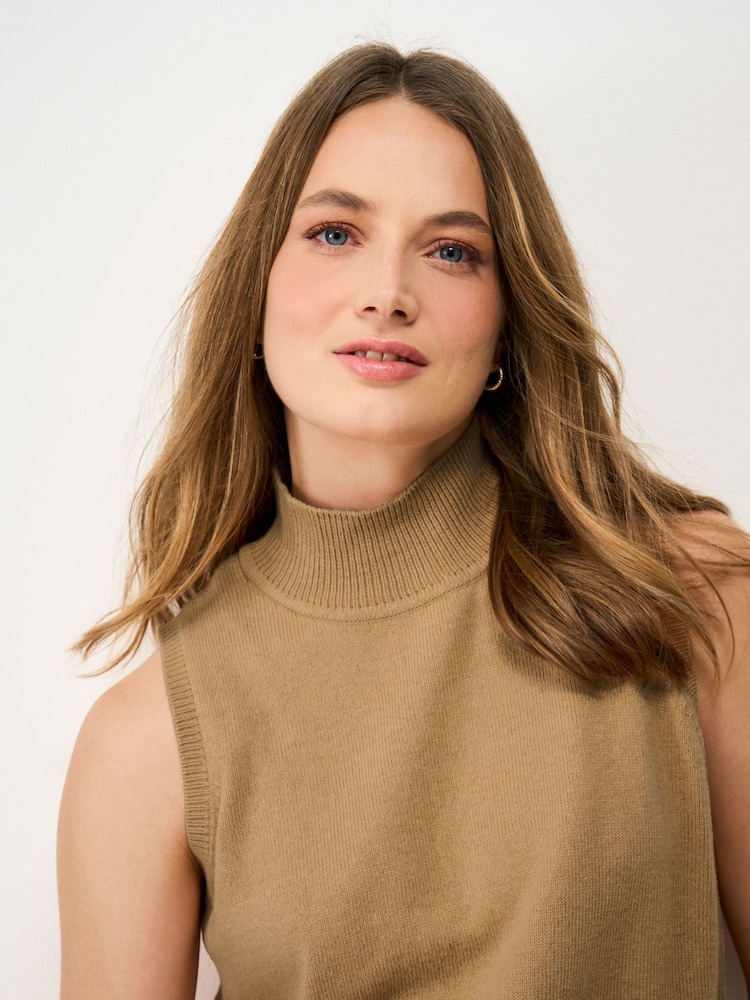 Crew Clothing Company Brown Wool Blend Funnel Neck Layering Vest - Image 2 of 4