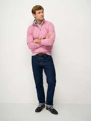 ורוד - סווטשירט עם חצי רוכסן של Crew Clothing Company דגם Classic - תמונה 3 מתוך 5