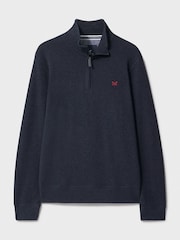 Crew Clothing Company Blue Cotton French Rib Half Zip Jumper - Image 5 of 5