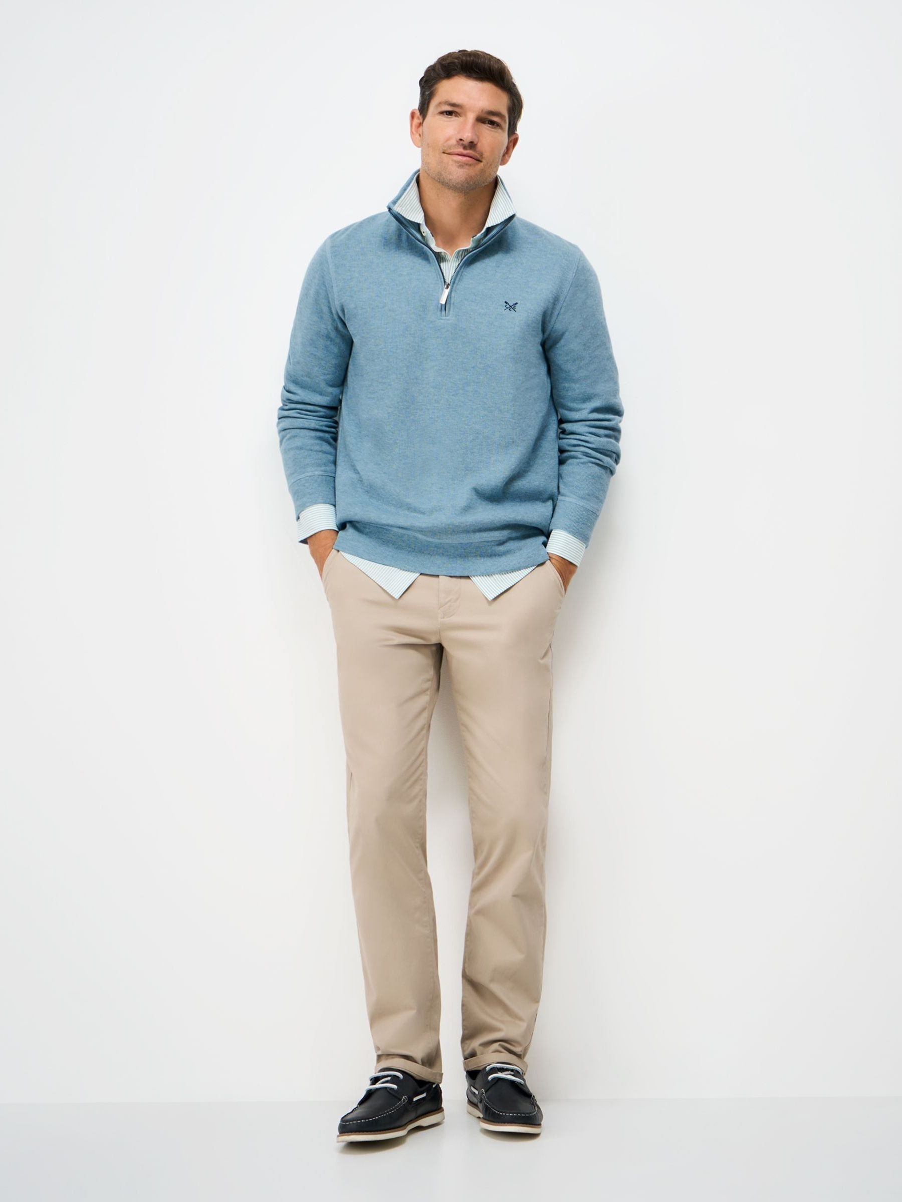 Buy Crew Clothing Company Blue Cotton French Rib Half Zip