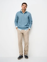 Crew Clothing Company Blue Cotton French Rib Half Zip Sweatshirt - Image 3 of 5