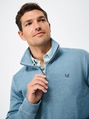 Crew Clothing Company Blue Cotton French Rib Half Zip Sweatshirt - Image 4 of 5