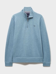 Crew Clothing Company Blue Cotton French Rib Half Zip Sweatshirt - Image 5 of 5