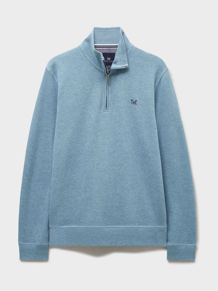 Crew Clothing Company Blue Cotton French Rib Half Zip Sweatshirt - Image 5 of 5