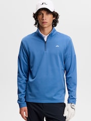 J.Lindeberg Blue Clide Quarter Zip Mid Layer Sweat Top - Image 1 of 5