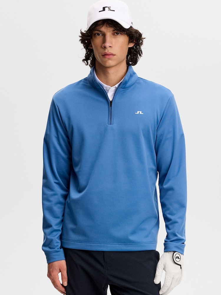 J.Lindeberg Blue Clide Quarter Zip Mid Layer Sweat Top - Image 1 of 5