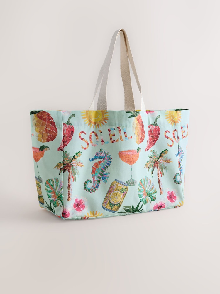 Blue 100% Cotton Shopper Bag - Image 1 of 5