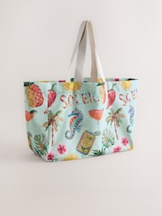Blue 100% Cotton Shopper Bag - Image 2 of 5