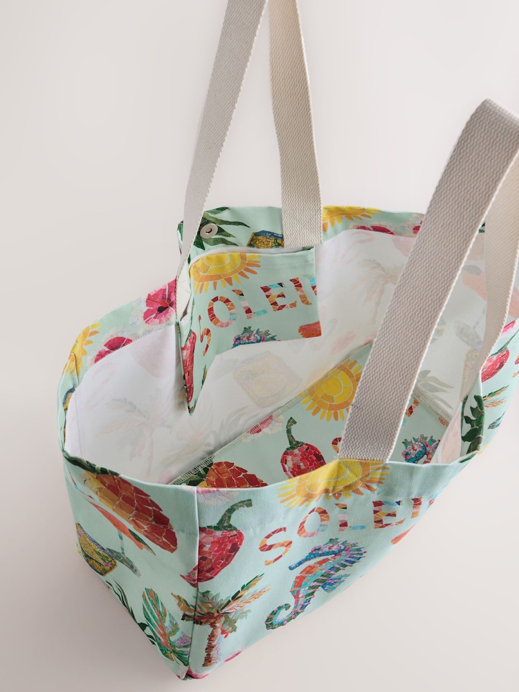 Blue 100% Cotton Shopper Bag - Image 5 of 5