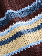 Chocolate Brown Crochet Effect Striped Shoulder Bag - Image 5 of 5