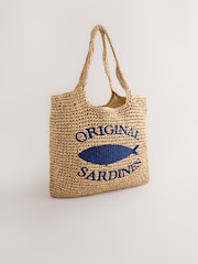 Natural Raffia Effect Sardine Shoulder Bag - Image 4 of 8