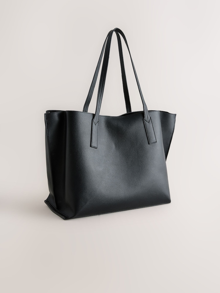 Black Structured Tote Bag - Image 2 of 5