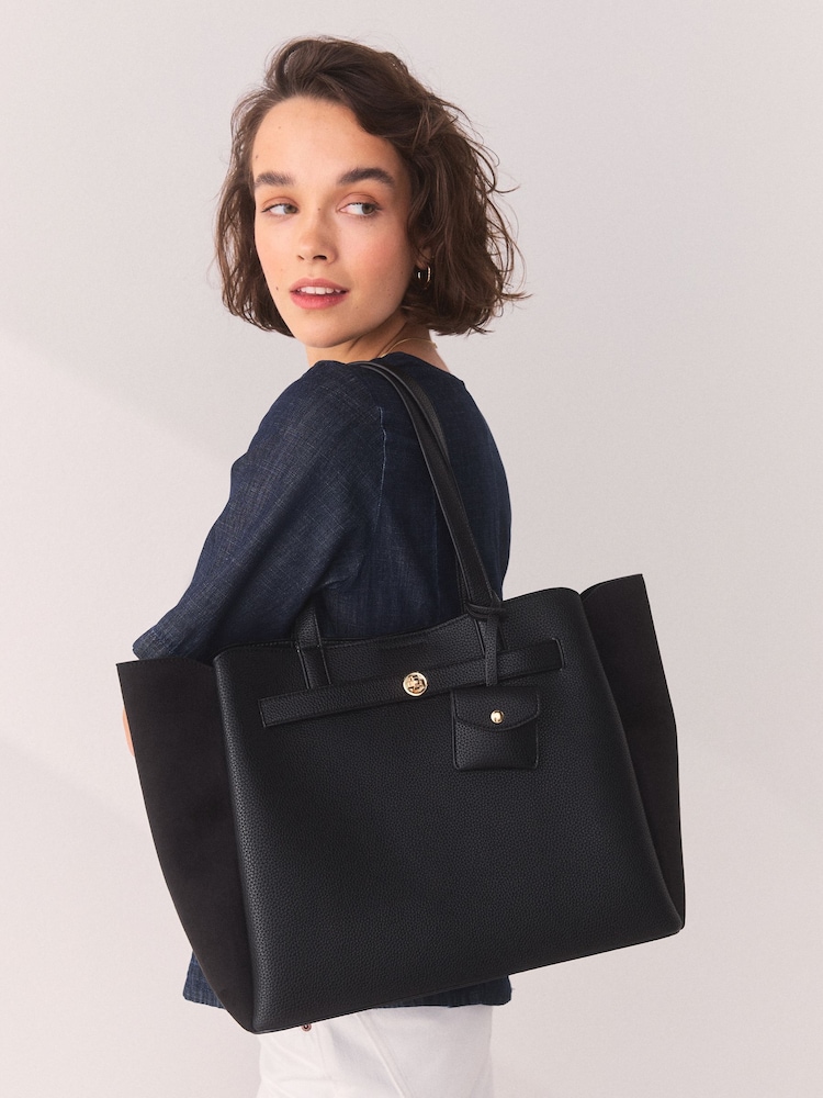 Negru - Belted Charm Tote Bag - Imaginea 1 din 9 Negru - Belted Charm Tote Bag - Imaginea 1 din 9