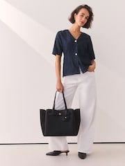 Negru - Belted Charm Tote Bag - Imaginea 2 din 9