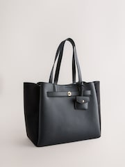 Negru - Belted Charm Tote Bag - Imaginea 5 din 9