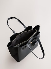 Negru - Belted Charm Tote Bag - Imaginea 6 din 9