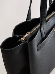Negru - Belted Charm Tote Bag - Imaginea 9 din 9