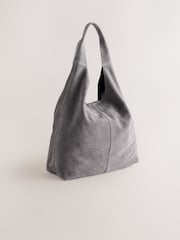 Grey Leather Slouchy Shoulder Bag - Image 6 of 8