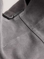 Grey Leather Slouchy Shoulder Bag - Image 7 of 8