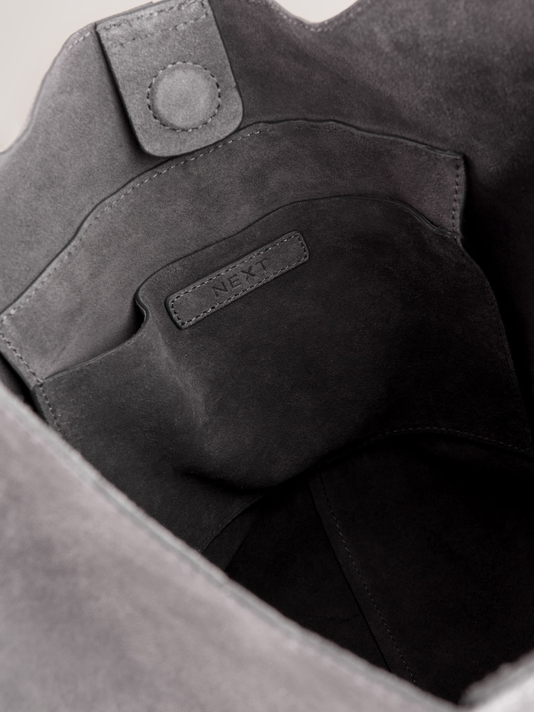 Grey Leather Slouchy Shoulder Bag - Image 8 of 8 Grey Leather Slouchy Shoulder Bag - Image 8 of 8