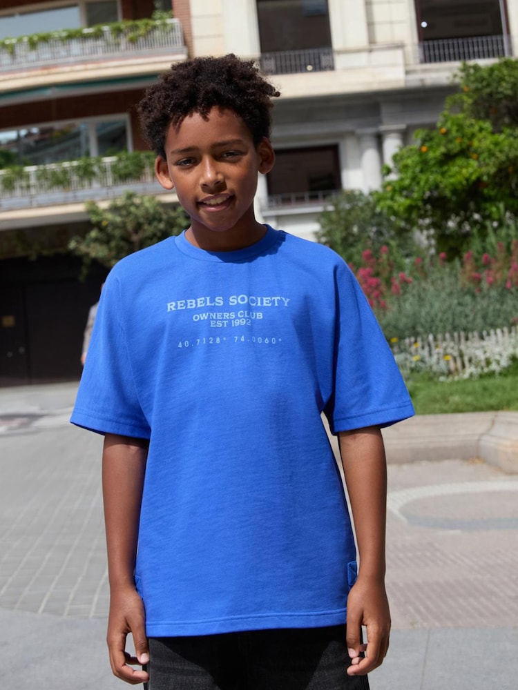 Cobalt Blue Texture Short Sleeve Graphic T-Shirt (3-16yrs) - Image 1 of 4