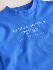 Cobalt Blue Texture Short Sleeve Graphic T-Shirt (3-16yrs) - Image 7 of 8
