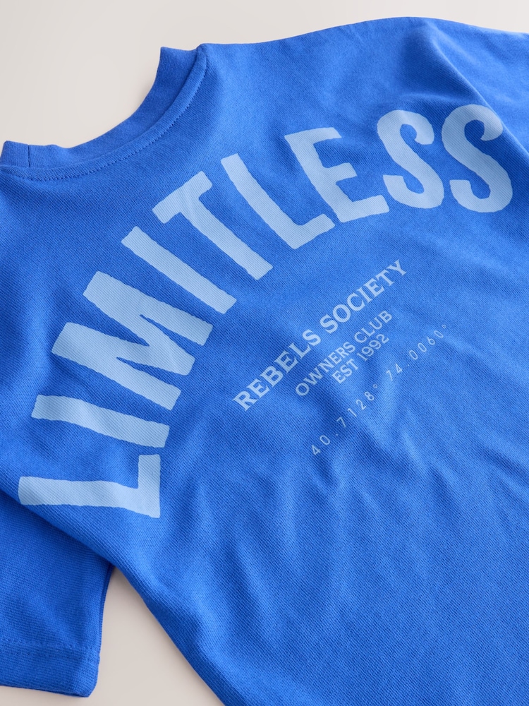 Cobalt Blue Texture Short Sleeve Graphic T-Shirt (3-16yrs) - Image 8 of 8