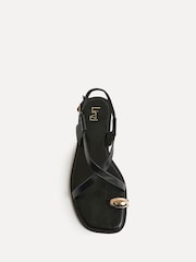 Linzi Black Mist Strappy Flat Sandals With Toe Ring - Image 4 of 5
