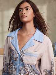 B by Ted Baker Blue Paisley Balloon Trouser Button Through Pyjamas - Image 3 of 18