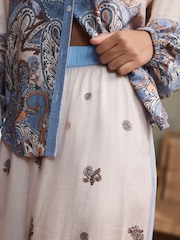 B by Ted Baker Blue Paisley Balloon Trouser Button Through Pyjamas - Image 5 of 18