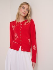 Nobodys Child Red Embroidered Placement Cardigan - Image 1 of 5