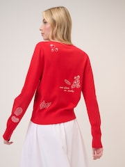 Nobodys Child Red Embroidered Placement Cardigan - Image 2 of 5
