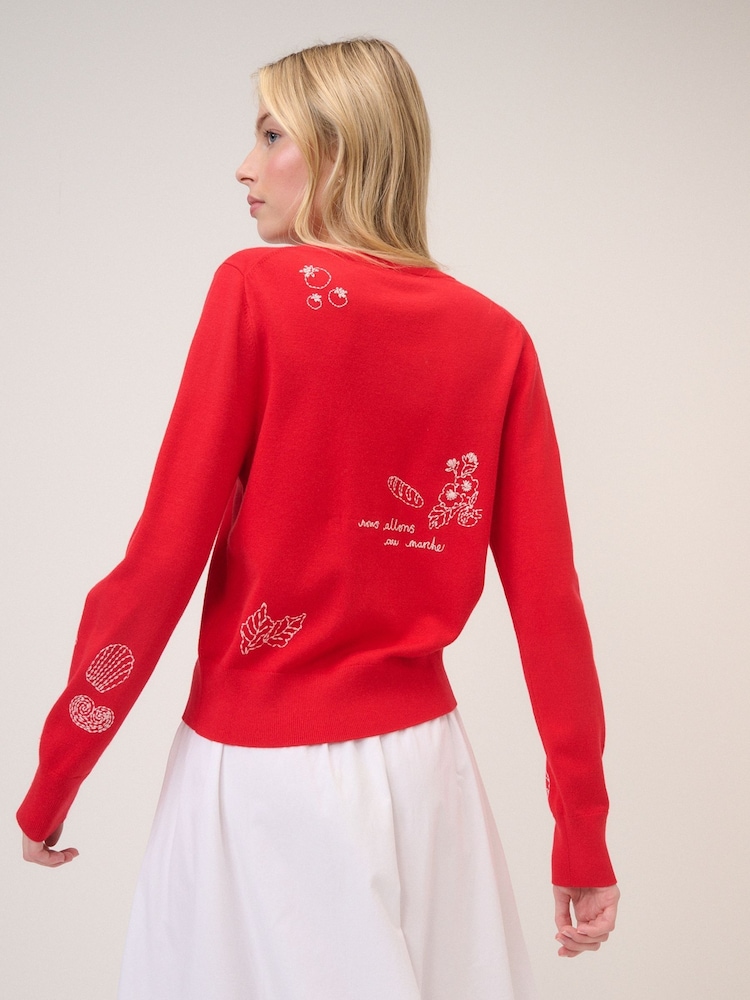 Nobodys Child Red Embroidered Placement Cardigan - Image 2 of 5
