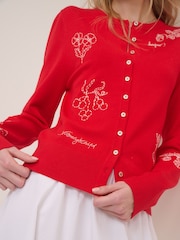 Nobodys Child Red Embroidered Placement Cardigan - Image 4 of 5