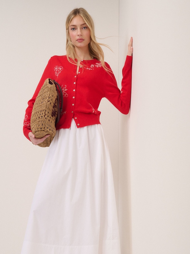 Nobodys Child Red Embroidered Placement Cardigan - Image 5 of 5