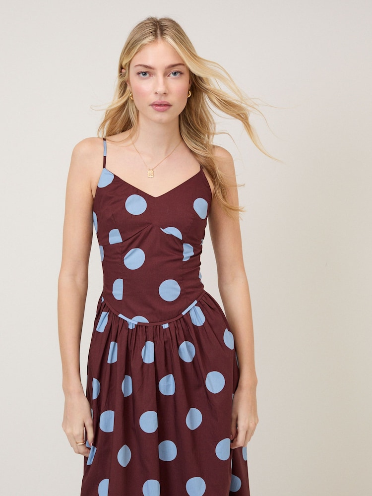 strappy polka dot midi dress product info and reviews Polka Dots Midi Dress: Vintage Summer Elegance for Women Medium / Wht/Blk Dots