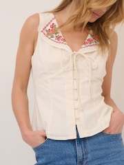 Nobodys Child White Soller Waistcoat Top - Image 5 of 5