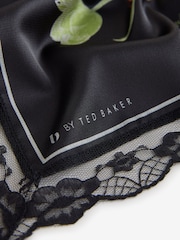 B by Ted Baker Satin Square Lightweight Black Floral Scarf - Image 2 of 3