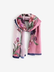 B by Ted Baker Satin Lightweight Pink Floral Scarf - Image 1 of 3