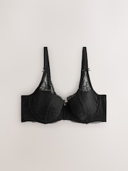 Black DD+ Padded Balcony Lace Bra - Image 5 of 7